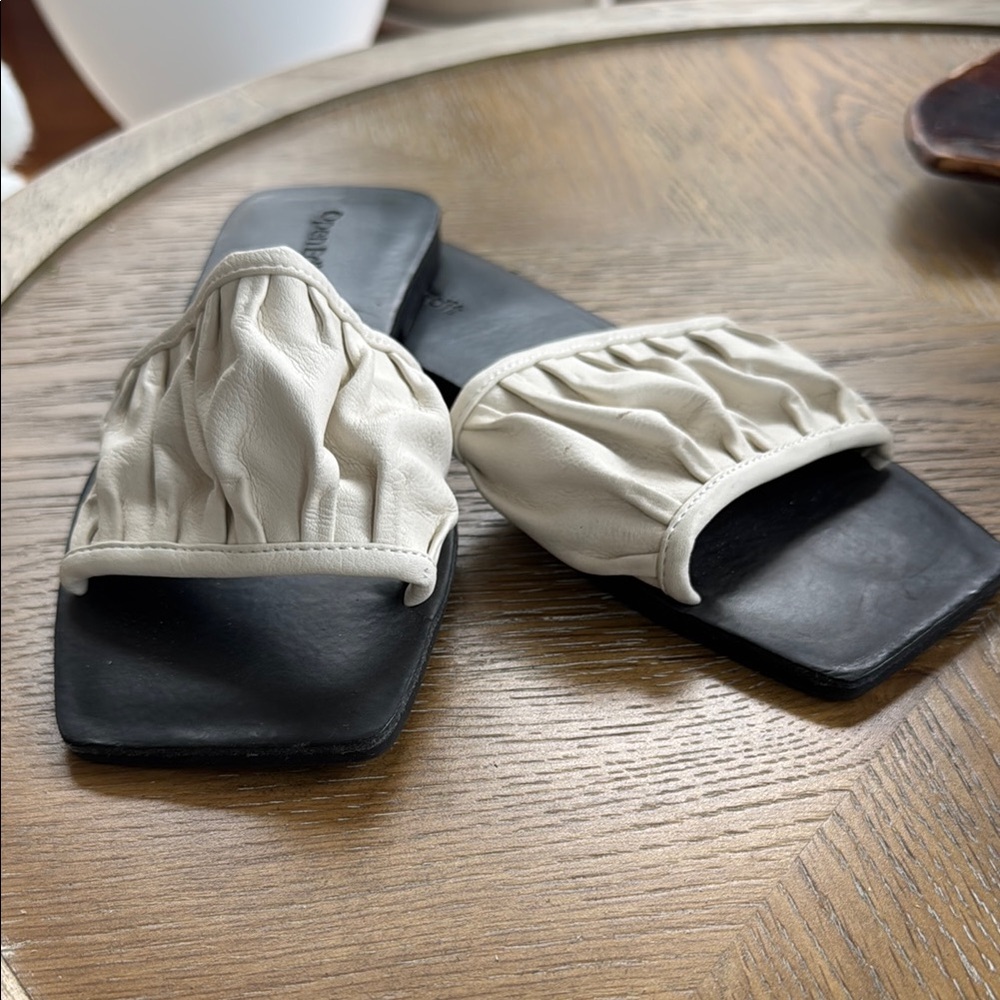Stylish Black and Cream Slide Sandals